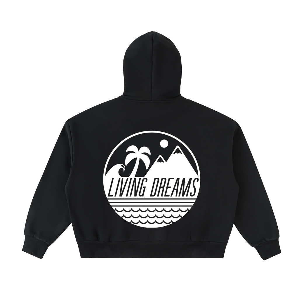 Living Dreams Logo Fleeced Full-Zip Boxy Hoodie