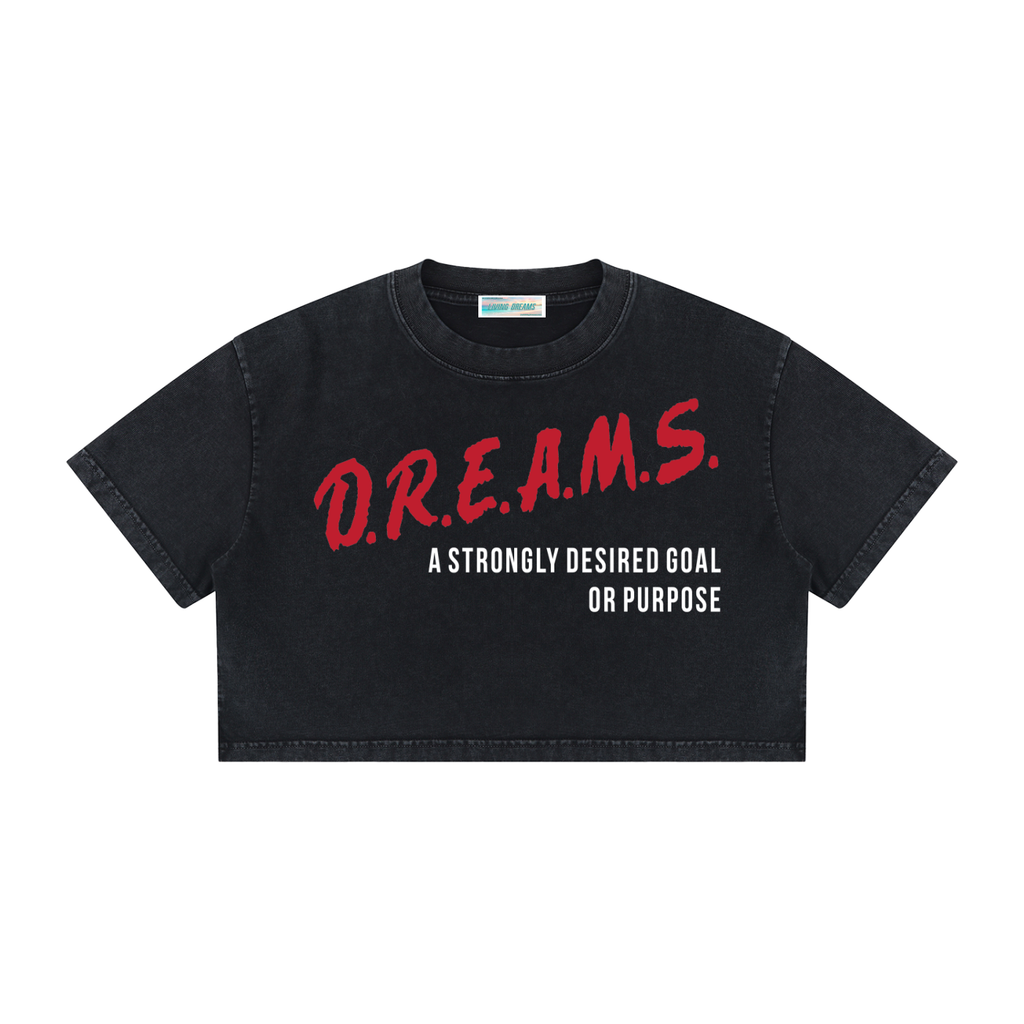 DREAMS Women's Mineral Wash Cotton Crop T-Shirt