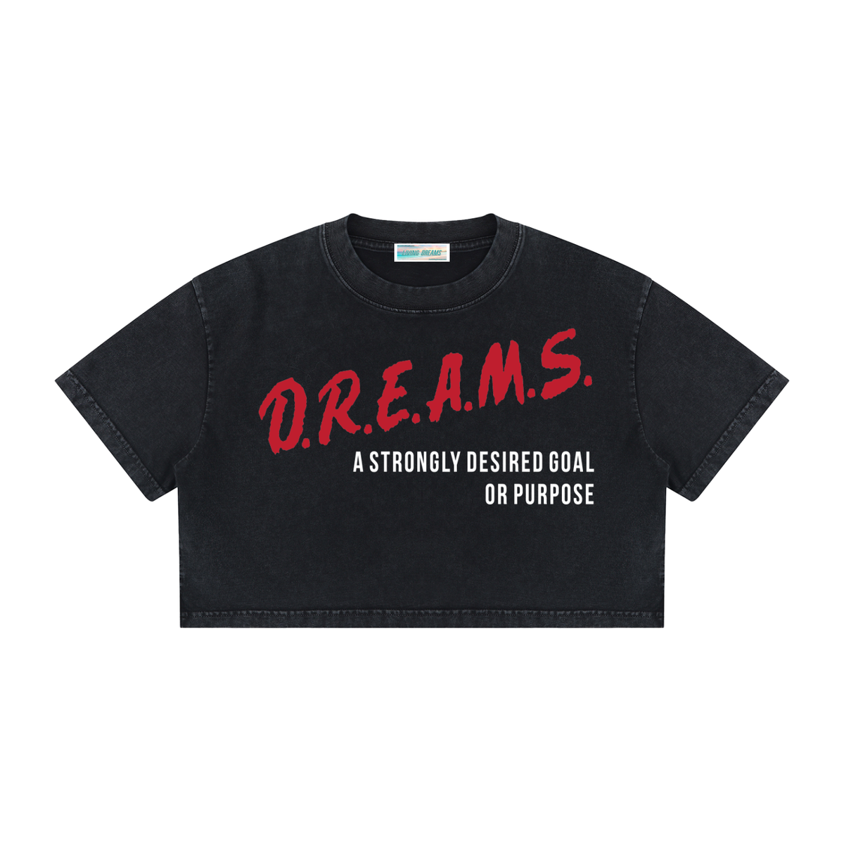 DREAMS Women's Mineral Wash Cotton Crop T-Shirt