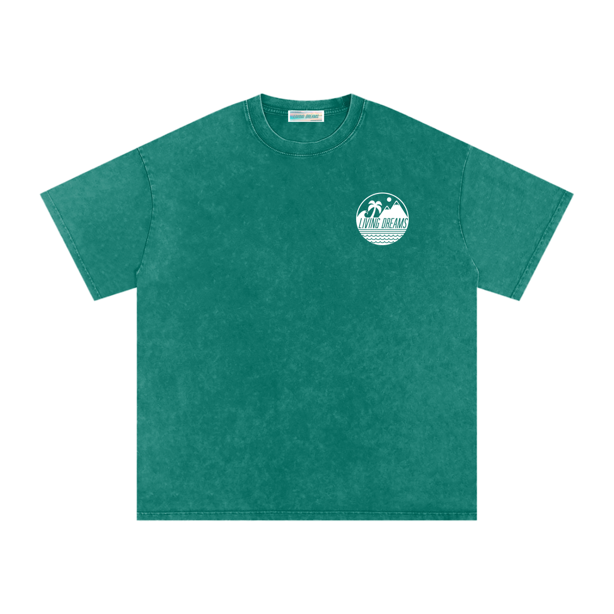 Logo Living Dreams Snow Washed Oversized Cotton T-Shirt