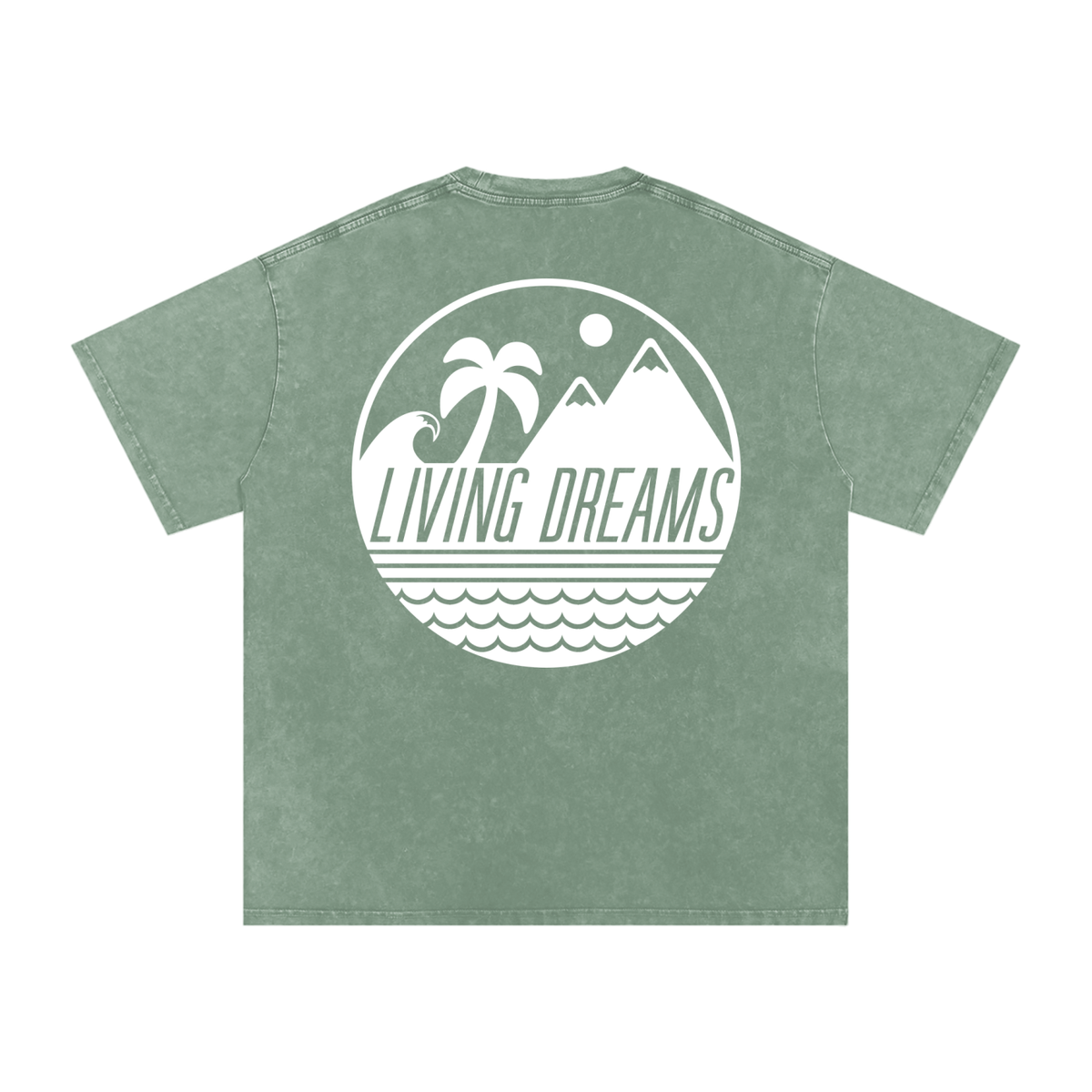 Logo Living Dreams Snow Washed Oversized Cotton T-Shirt