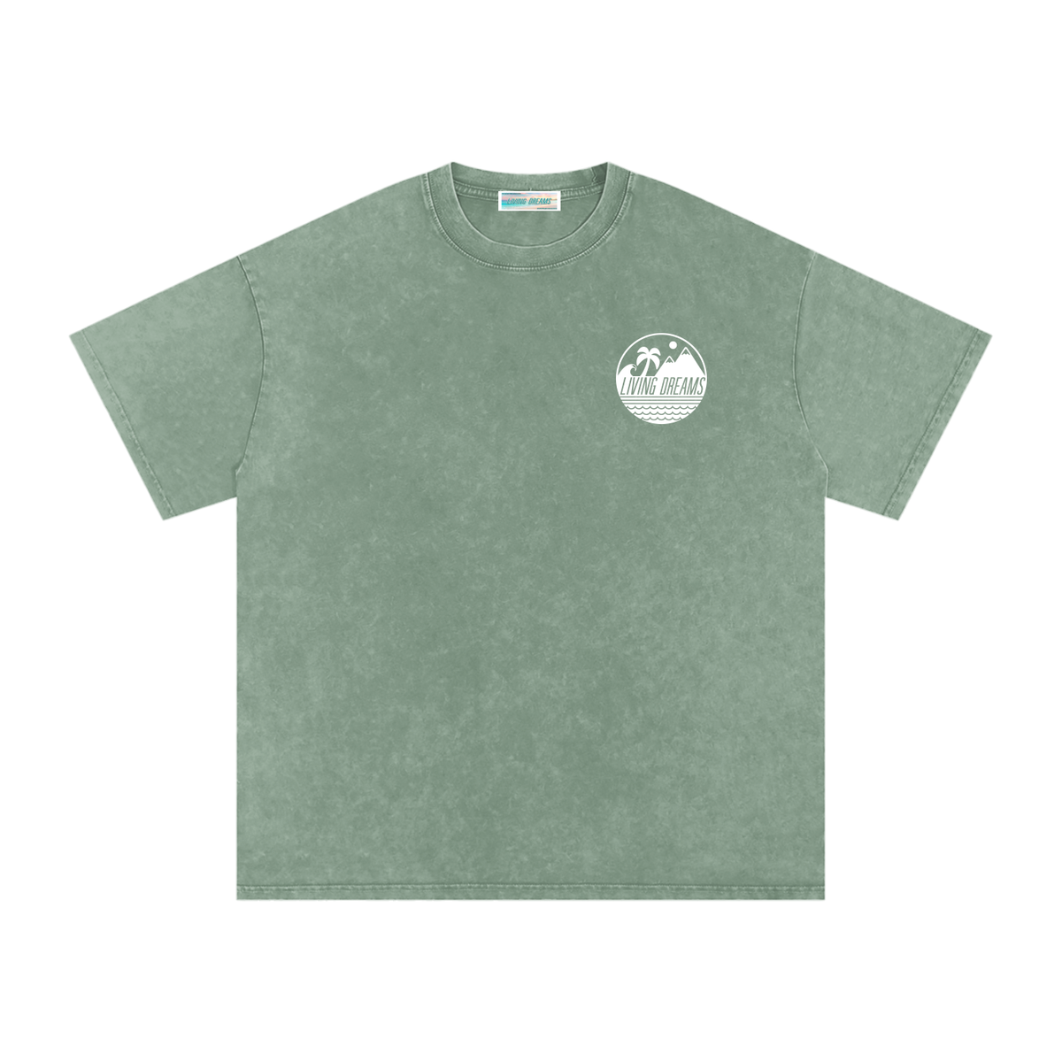 Logo Living Dreams Snow Washed Oversized Cotton T-Shirt