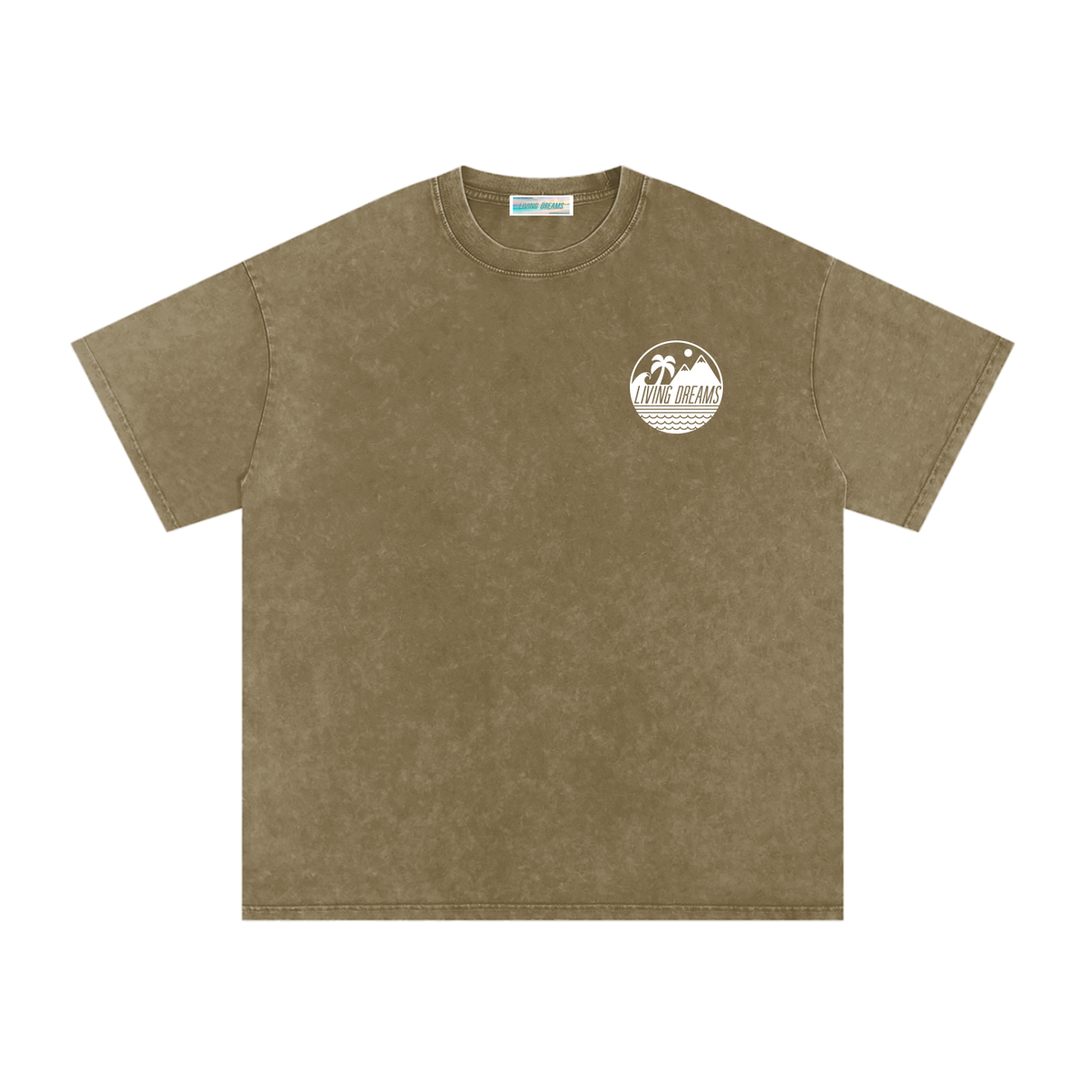 Logo Living Dreams Snow Washed Oversized Cotton T-Shirt