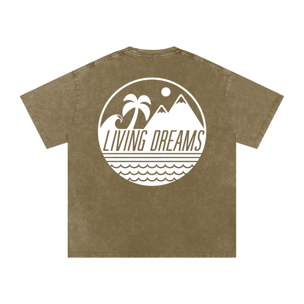 Logo Living Dreams Snow Washed Oversized Cotton T-Shirt