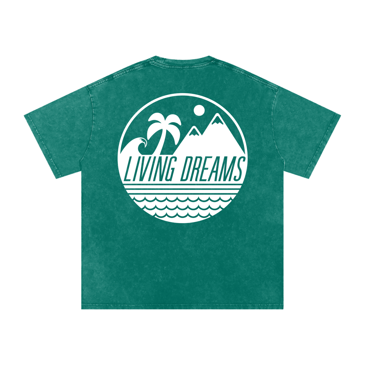 Logo Living Dreams Snow Washed Oversized Cotton T-Shirt