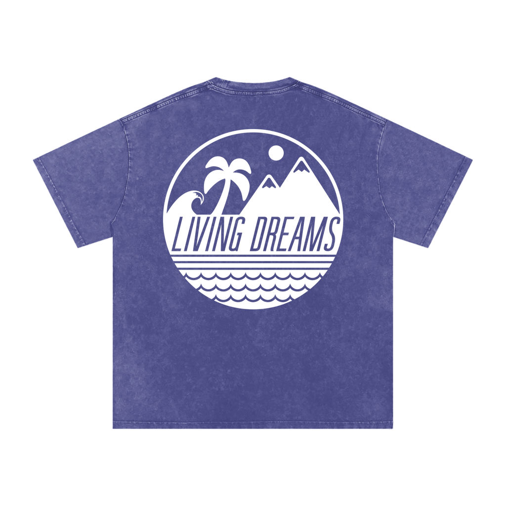 Logo Living Dreams Snow Washed Oversized Cotton T-Shirt