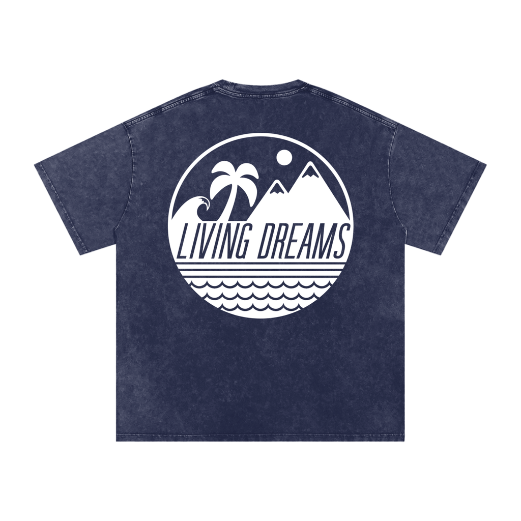 Logo Living Dreams Snow Washed Oversized Cotton T-Shirt
