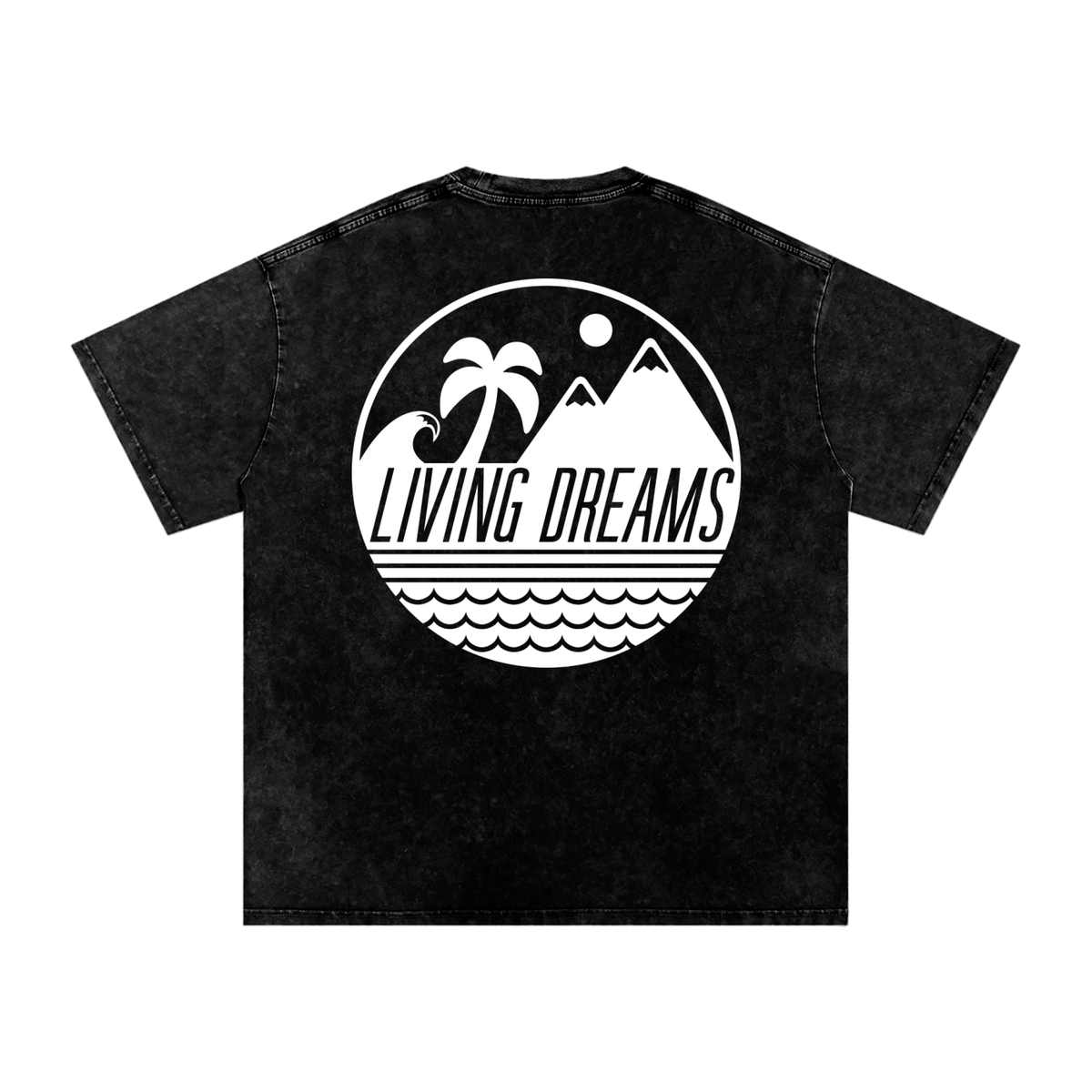 Logo Living Dreams Snow Washed Oversized Cotton T-Shirt